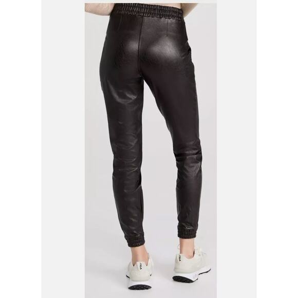 Spanx Black Noir Leather Like Jogger Pants Medium 8 / 10 Capsule Spring Vegan - Picture 3 of 14